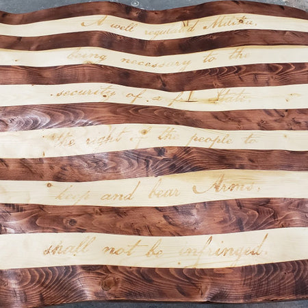 2nd Amendment Wavy Wooden American Flag