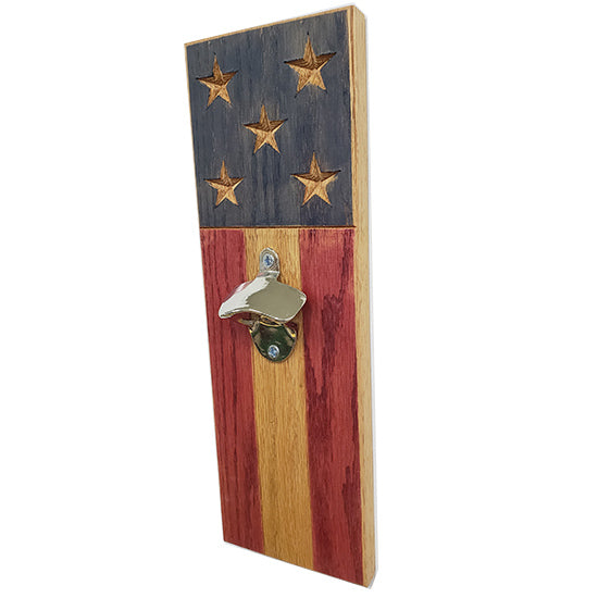 Red White & Blue Wall Mounted Bottle Opener