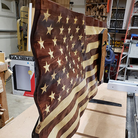 Army Airborne Wavy Wooden American Flag