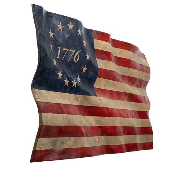 Betsy Ross Wavy Wooden American Flag