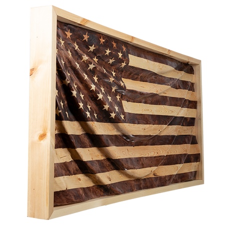Draped Wavy Wooden American Flag