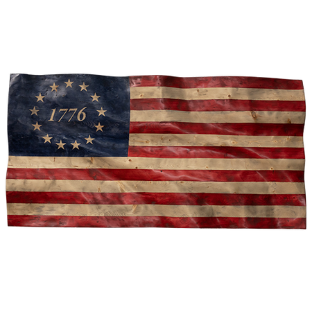 Large Betsy Ross Wavy Wooden American Flag