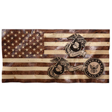 Load image into Gallery viewer, Custom Military Wavy Wooden American Flag
