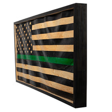 Load image into Gallery viewer, Thin Green Line Wavy Wooden American Flag
