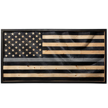 Load image into Gallery viewer, Thin Grey Line Wavy Wooden American Flag
