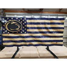 Load image into Gallery viewer, Blue Lion Wavy Wooden American Flag

