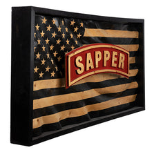 Load image into Gallery viewer, Army Sapper Wavy Wooden American Flag
