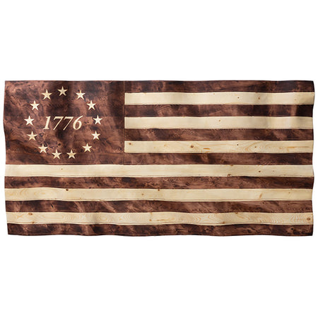 Large Betsy Ross 1776 Vintage Wavy Wooden American Flag