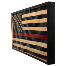 Load image into Gallery viewer, Thin Red Line Wavy Wooden American Flag
