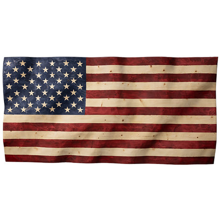 Large Stars and Stripes Wavy Wooden American Flag