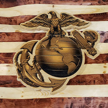 Load image into Gallery viewer, US Marines Corps Wavy Wooden Flag
