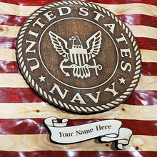 Load image into Gallery viewer, Personalized Military Wooden American Flag
